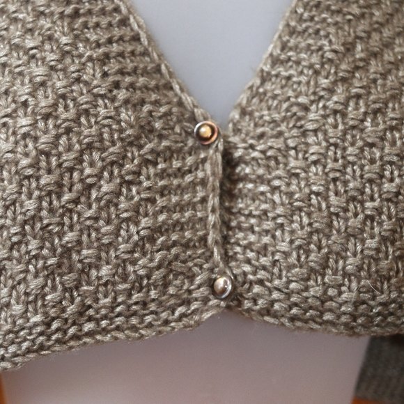 Robin Richman Vintage Hand-Knit Brown Capelet Shrug / Wrap USA Boutique RARE - Picture 3 of 9